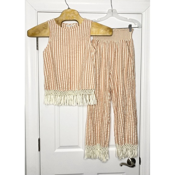 Roller Rabbit Womens Tianna Cover Up Set- Top S- Bottoms M- White Orange Stripes - Picture 1 of 9
